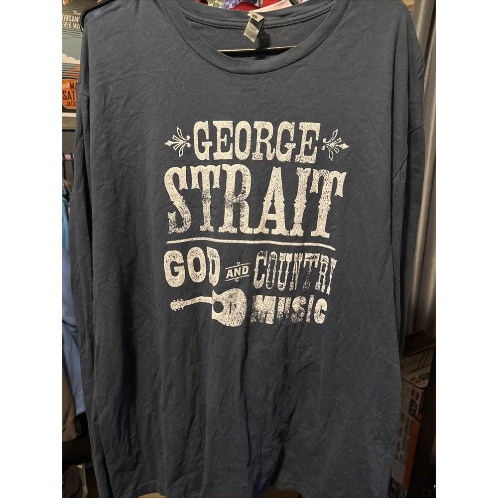 George Straight Long-sleeved Tour T-shirt God And Country Music Tour Cities Navy